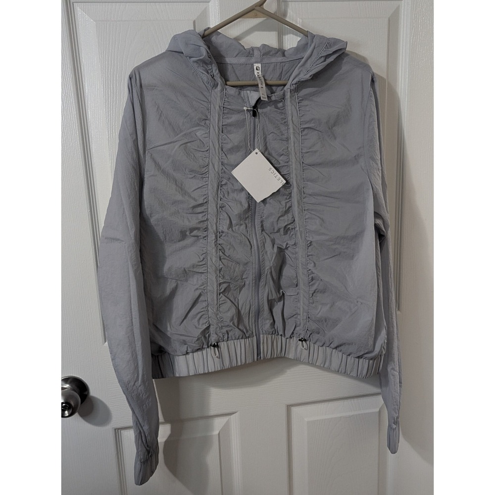 Fabletics Donovan Windbreaker With Hood Women's XL Ultra Lightweight Ruffle Gray